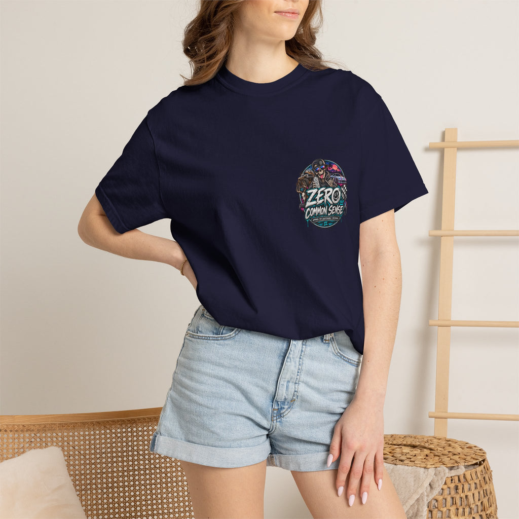 Spider Attack Graphic T-Shirt — "Zero Common Sense" Pocket Design