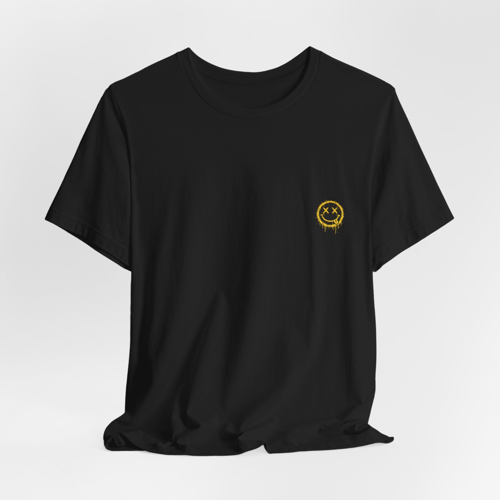 Embroidered Smile Patch Tee — Minimal Chest Logo T-Shirt