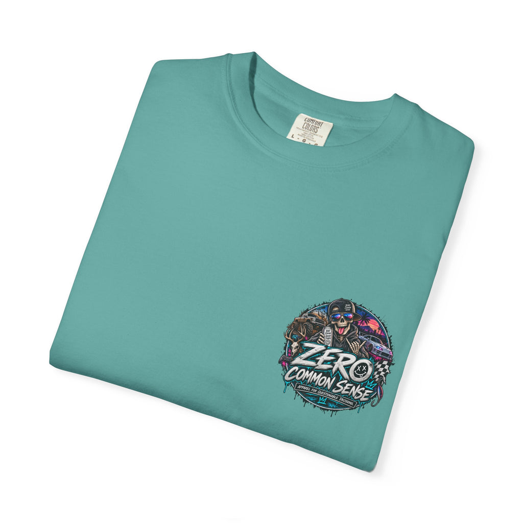 Spider Attack Graphic T-Shirt — "Zero Common Sense" Pocket Design