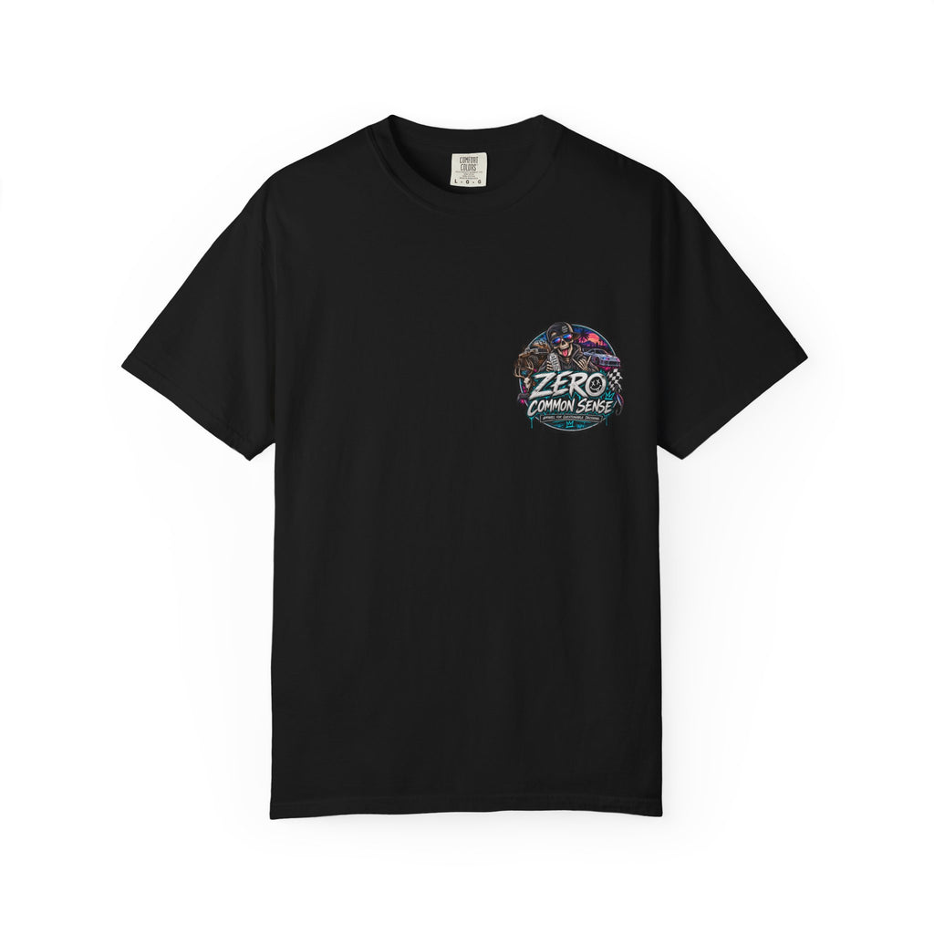 Spider Attack Graphic T-Shirt — "Zero Common Sense" Pocket Design