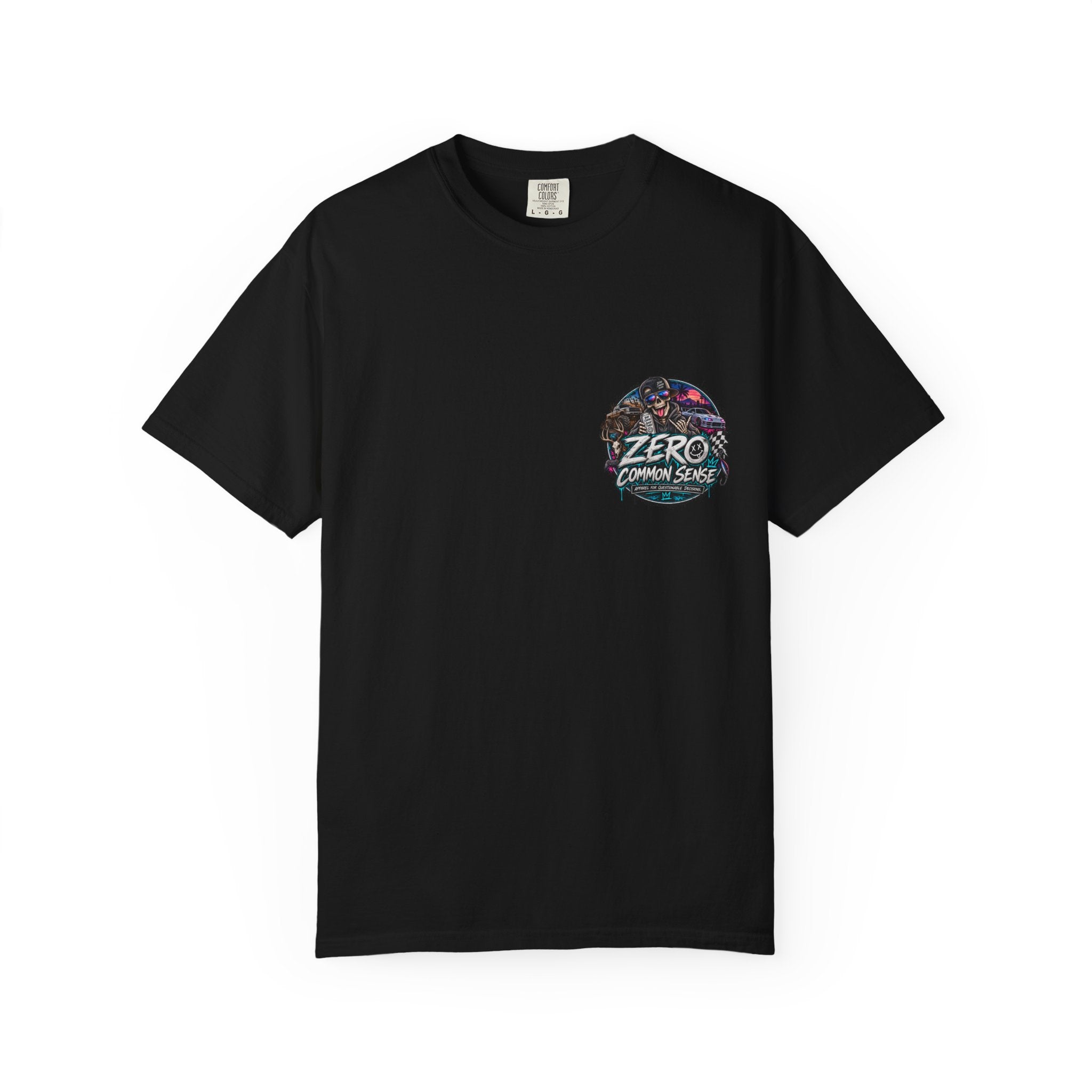 Spider Attack Graphic T-Shirt — "Zero Common Sense" Pocket Design