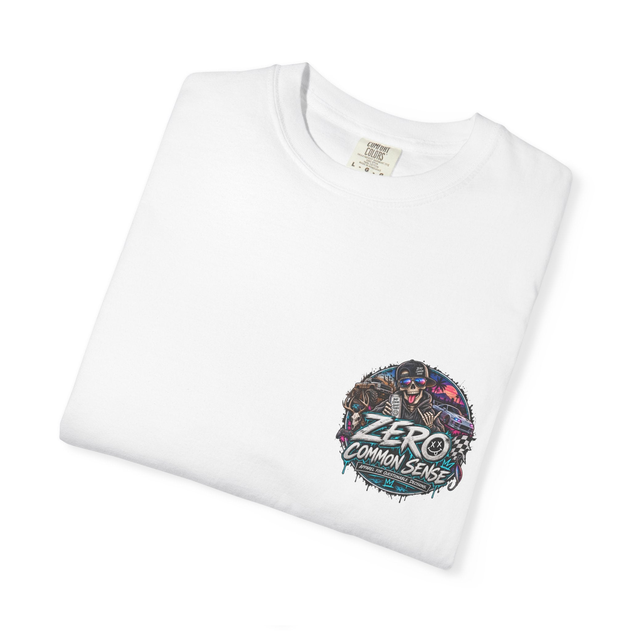 Spider Attack Graphic T-Shirt — "Zero Common Sense" Pocket Design
