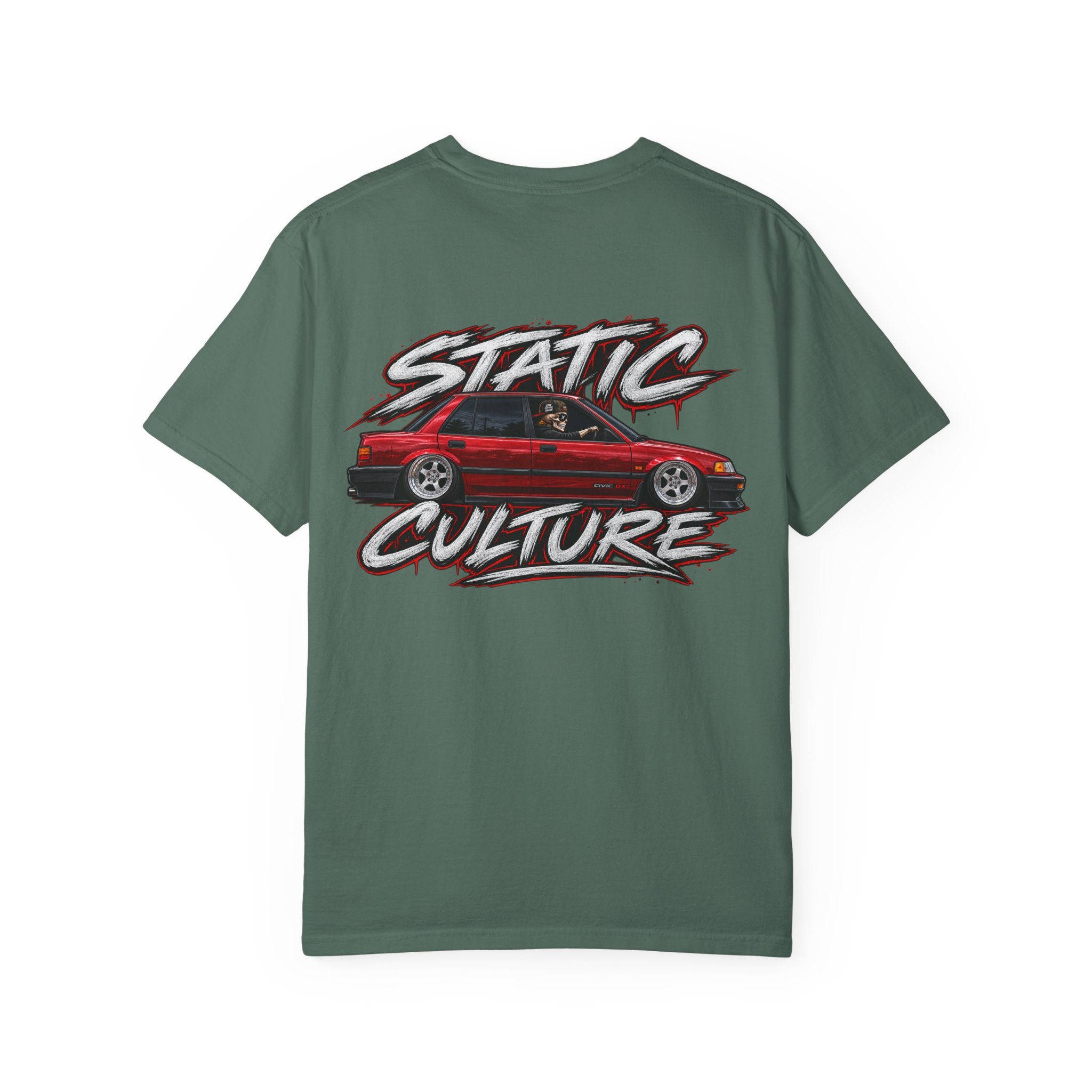 Static Culture Car Tee — Dripping Smiley Graphic T-Shirt