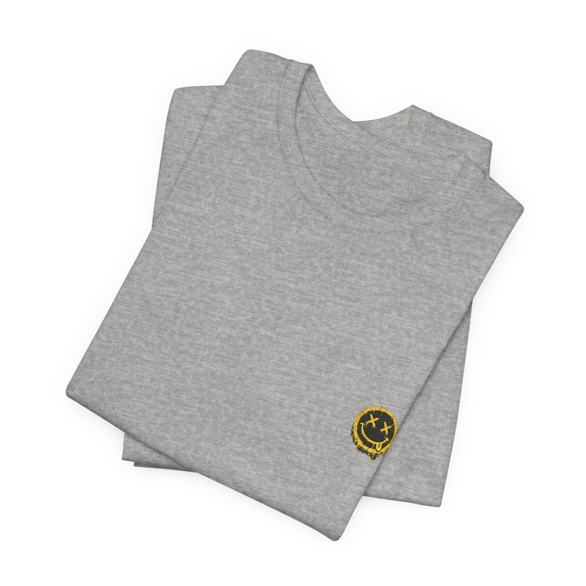 Embroidered Smile Patch Tee — Minimal Chest Logo T-Shirt