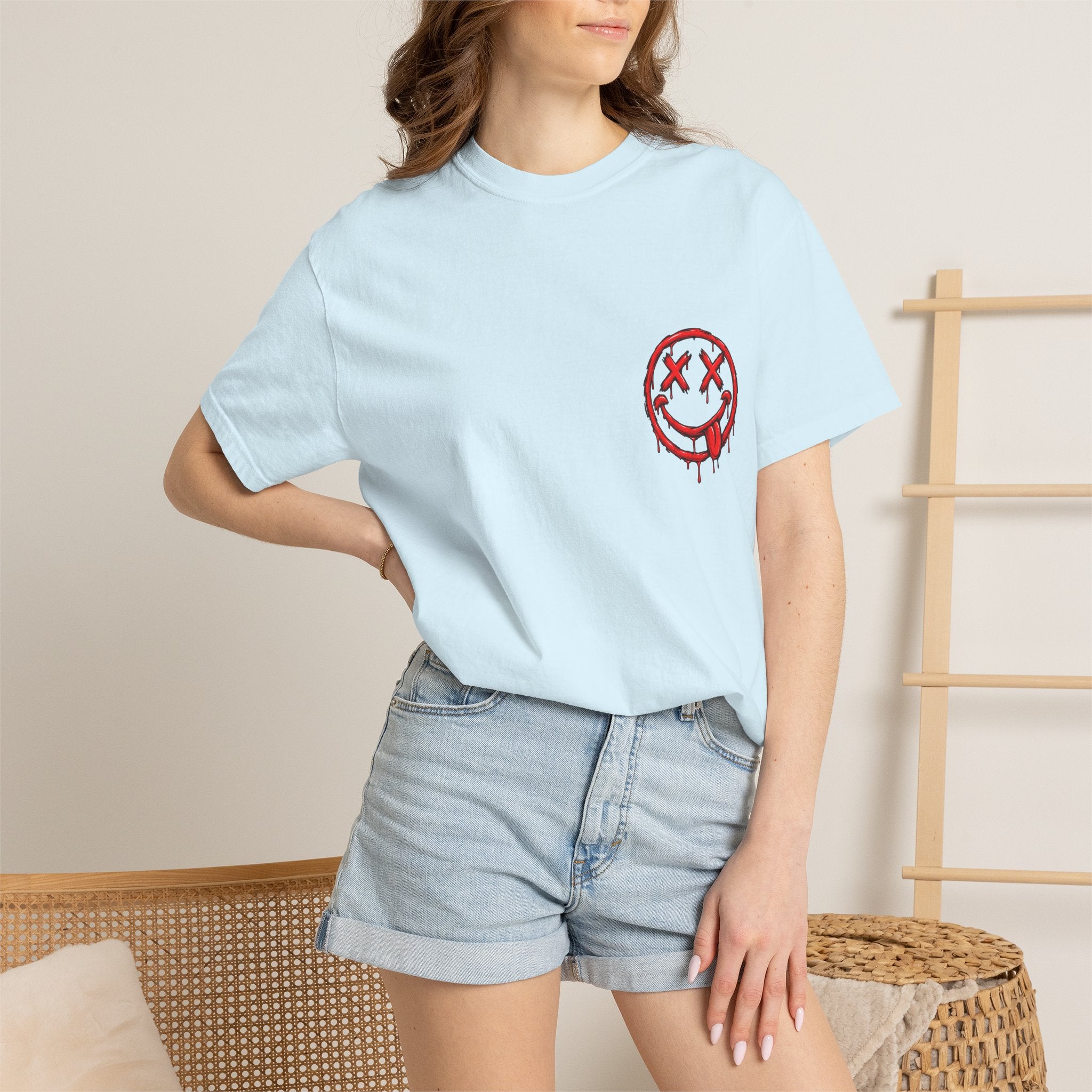 Static Culture Car Tee — Dripping Smiley Graphic T-Shirt