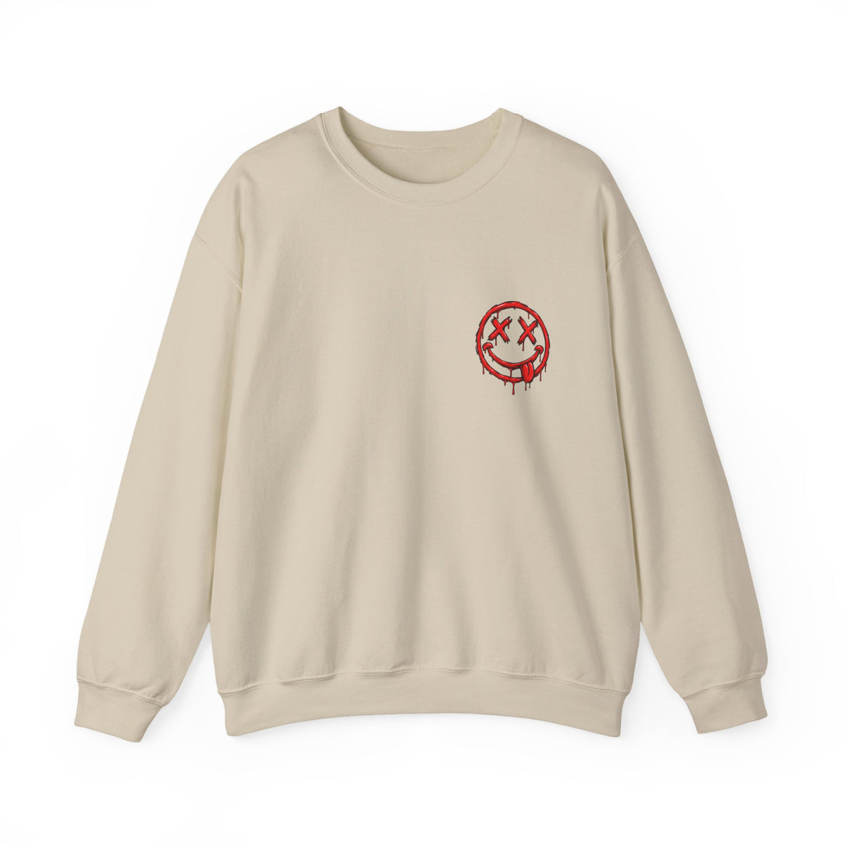 Bleeding Smiley Sweatshirt — Distressed Grunge Crewneck