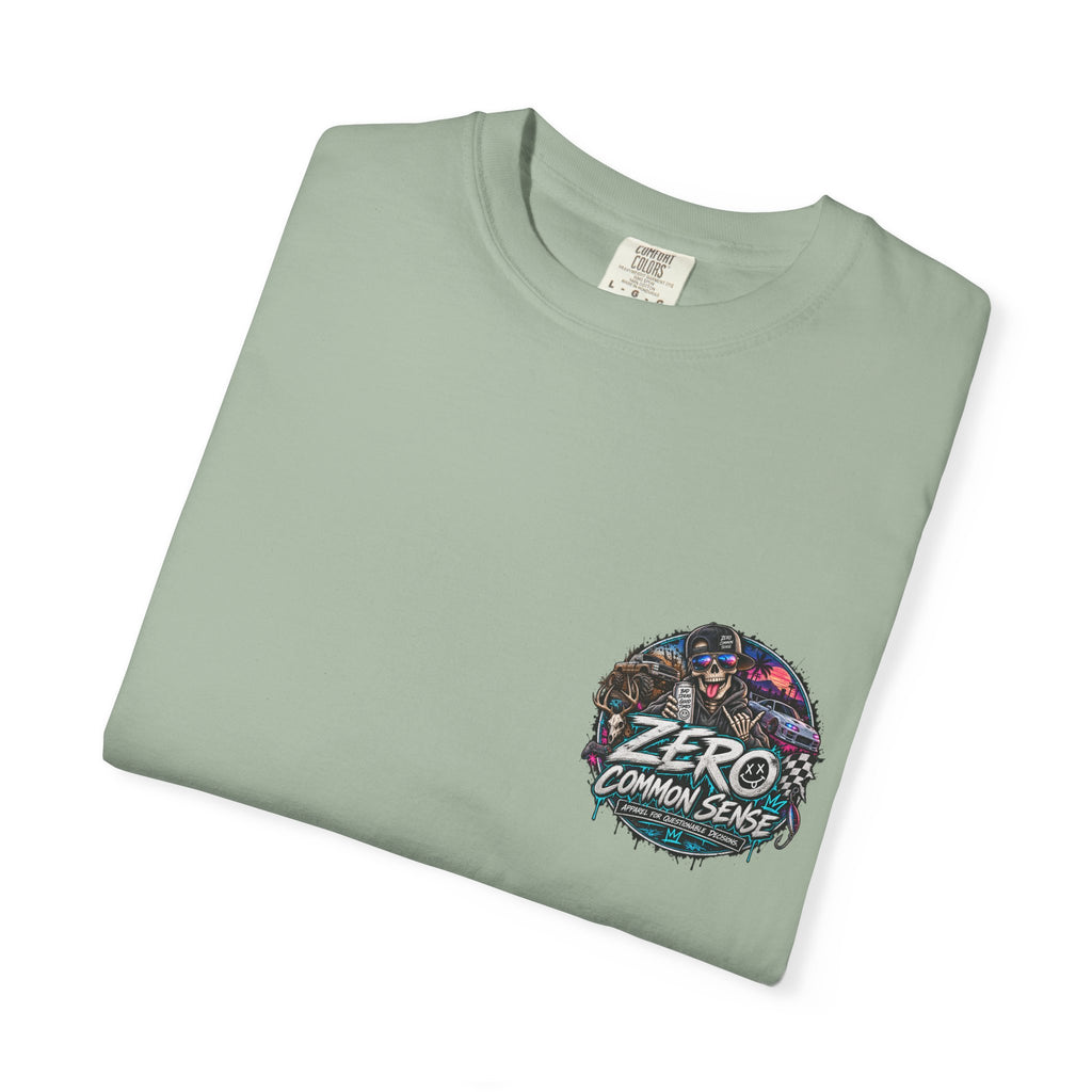 Spider Attack Graphic T-Shirt — "Zero Common Sense" Pocket Design