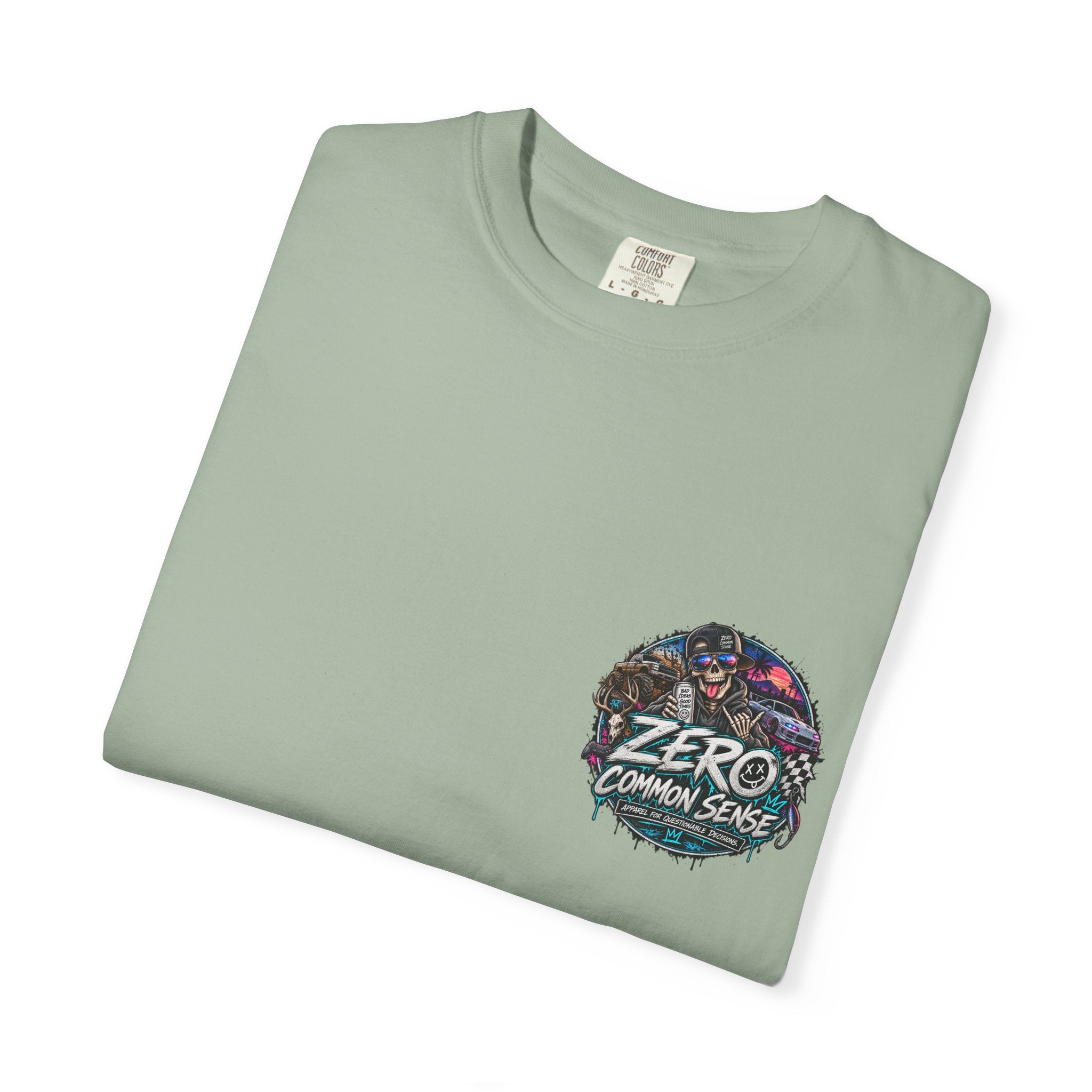 Spider Attack Graphic T-Shirt — "Zero Common Sense" Pocket Design