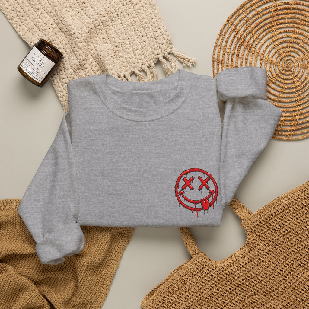 Bleeding Smiley Sweatshirt — Distressed Grunge Crewneck