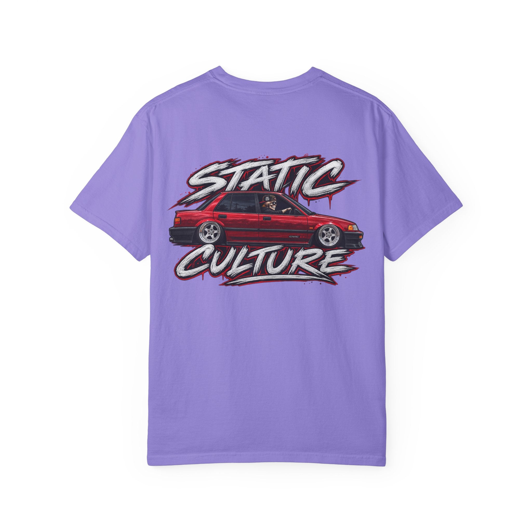 Static Culture Car Tee — Dripping Smiley Graphic T-Shirt
