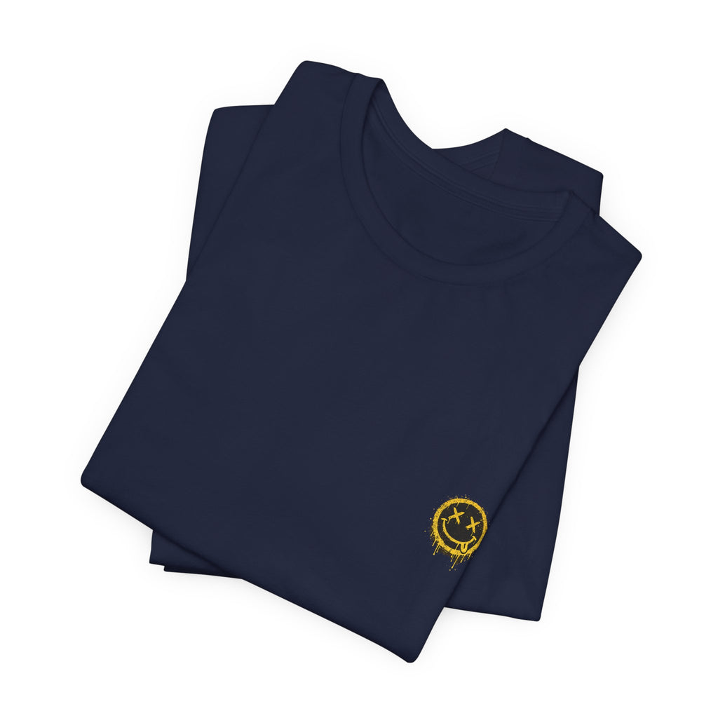 Embroidered Smile Patch Tee — Minimal Chest Logo T-Shirt
