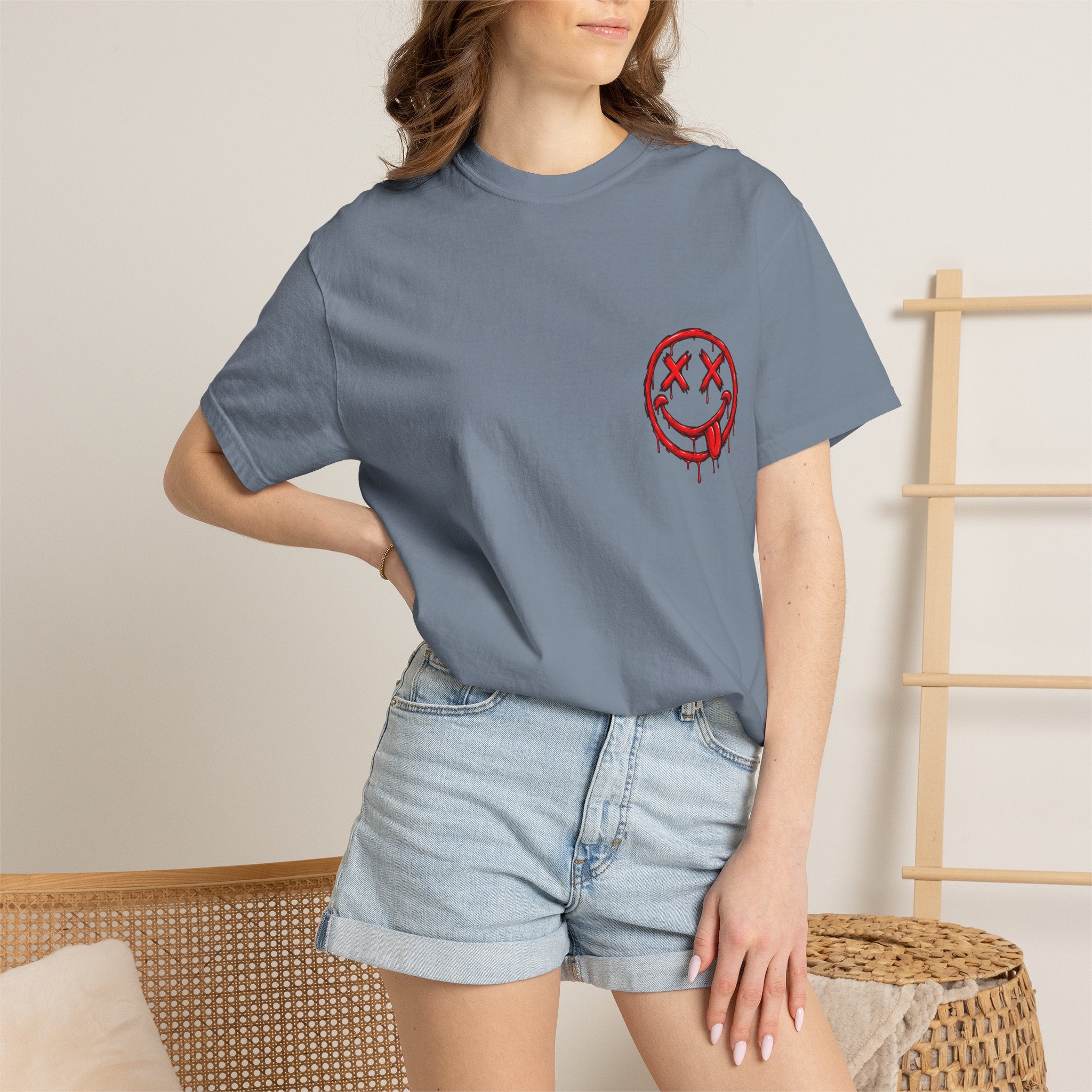 Static Culture Car Tee — Dripping Smiley Graphic T-Shirt