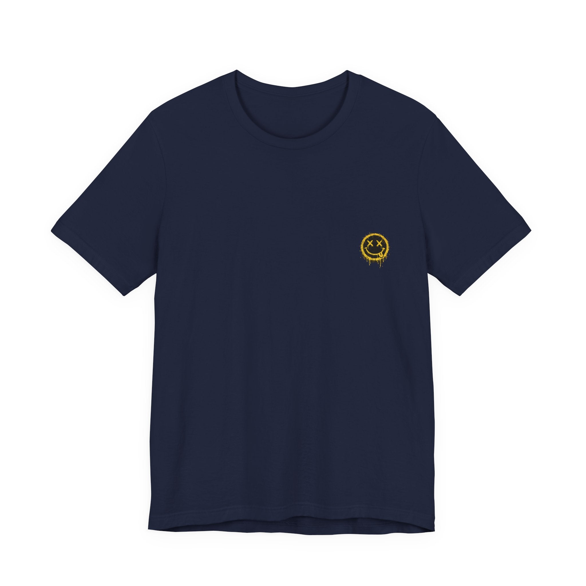 Embroidered Smile Patch Tee — Minimal Chest Logo T-Shirt