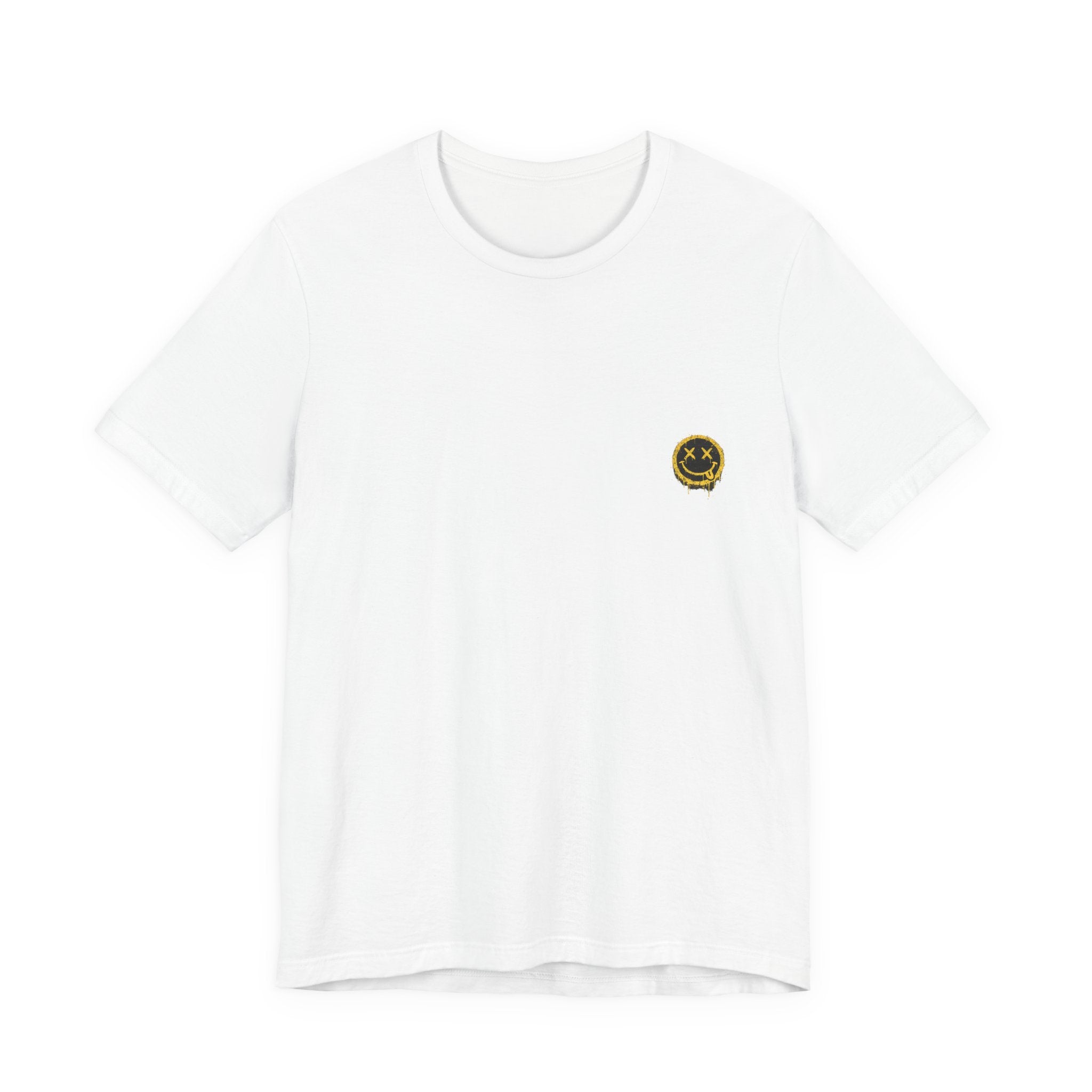 Embroidered Smile Patch Tee — Minimal Chest Logo T-Shirt