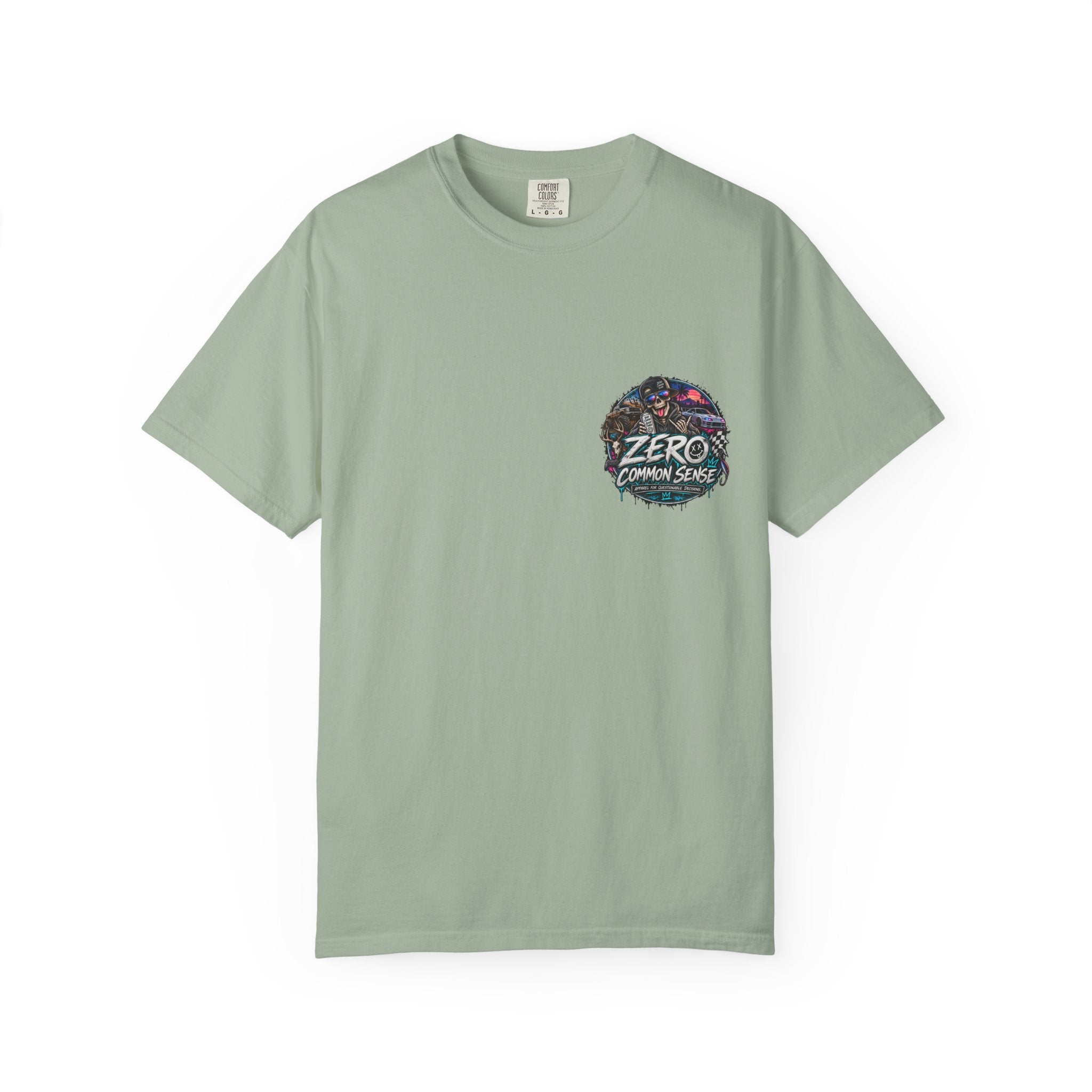 Spider Attack Graphic T-Shirt — "Zero Common Sense" Pocket Design