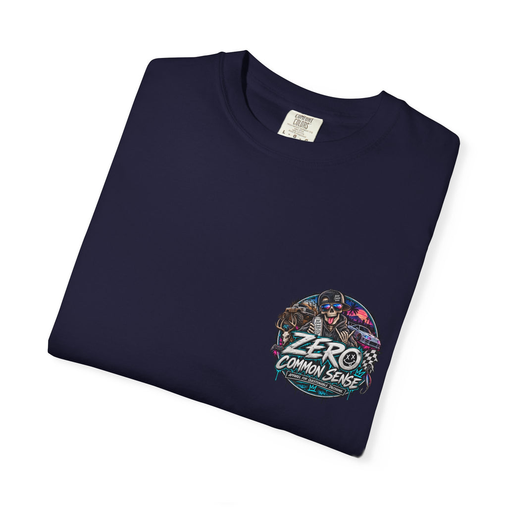 Spider Attack Graphic T-Shirt — "Zero Common Sense" Pocket Design