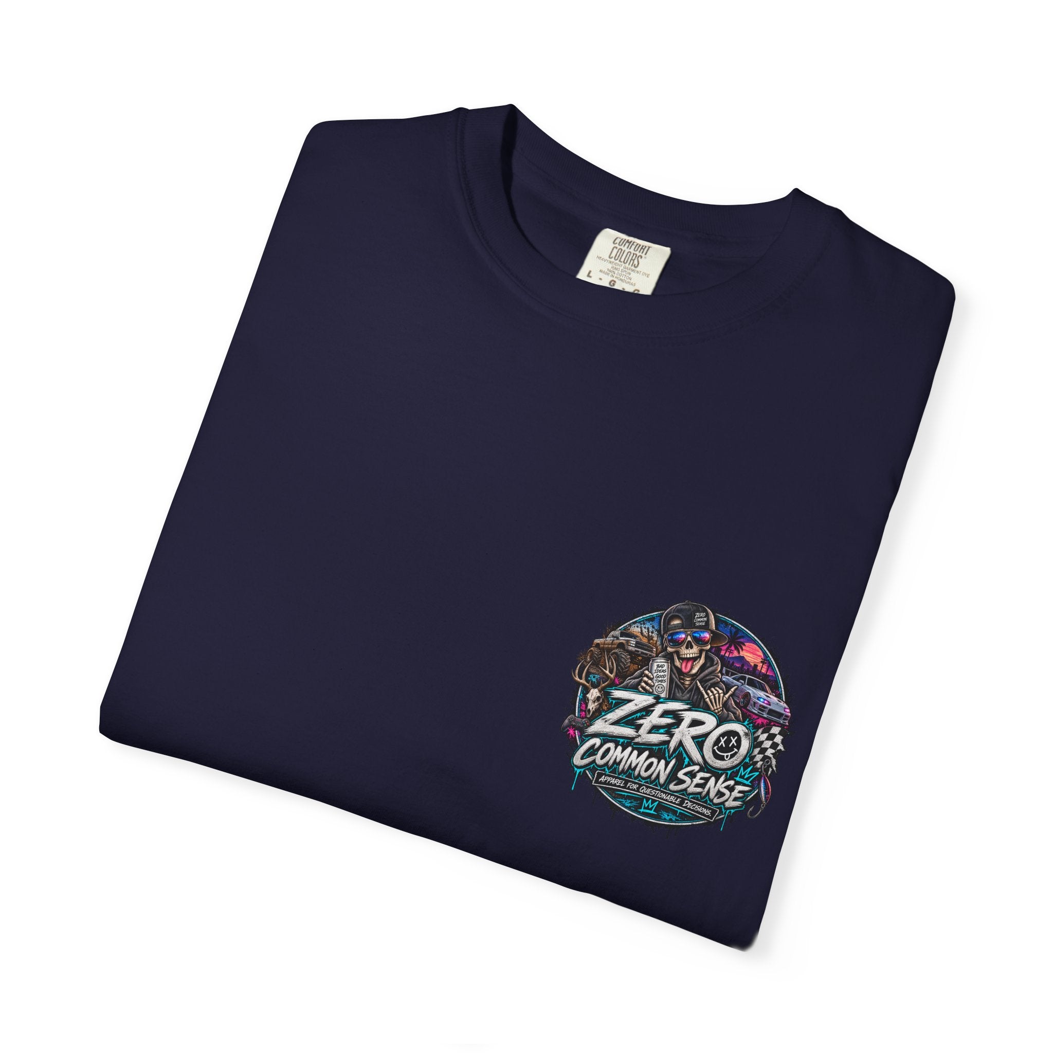 Spider Attack Graphic T-Shirt — "Zero Common Sense" Pocket Design