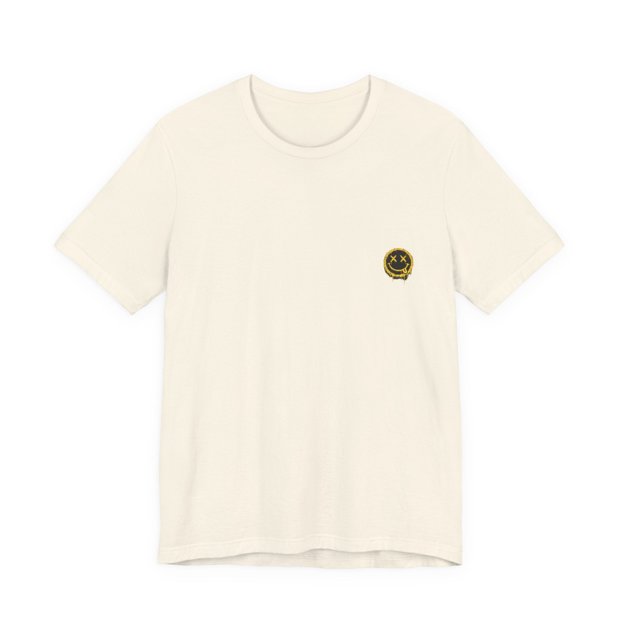 Embroidered Smile Patch Tee — Minimal Chest Logo T-Shirt