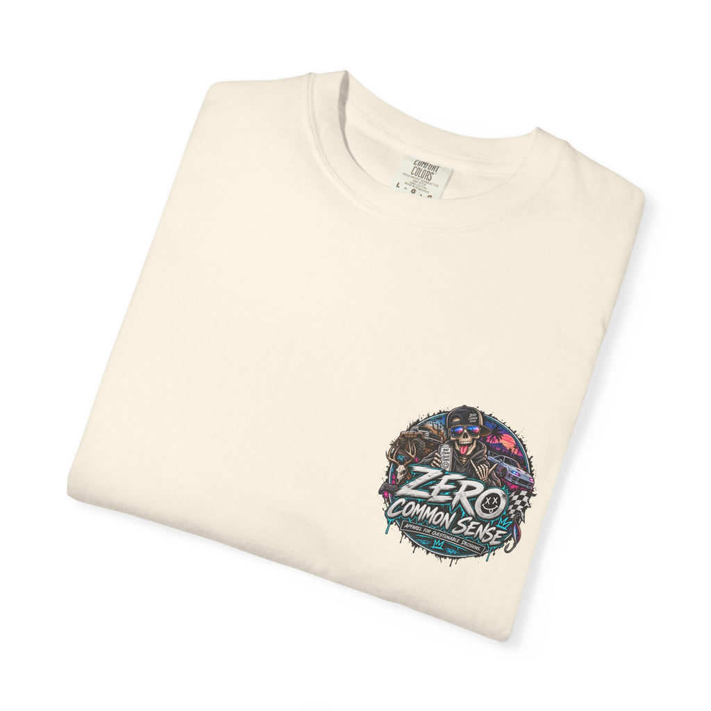 Spider Attack Graphic T-Shirt — "Zero Common Sense" Pocket Design