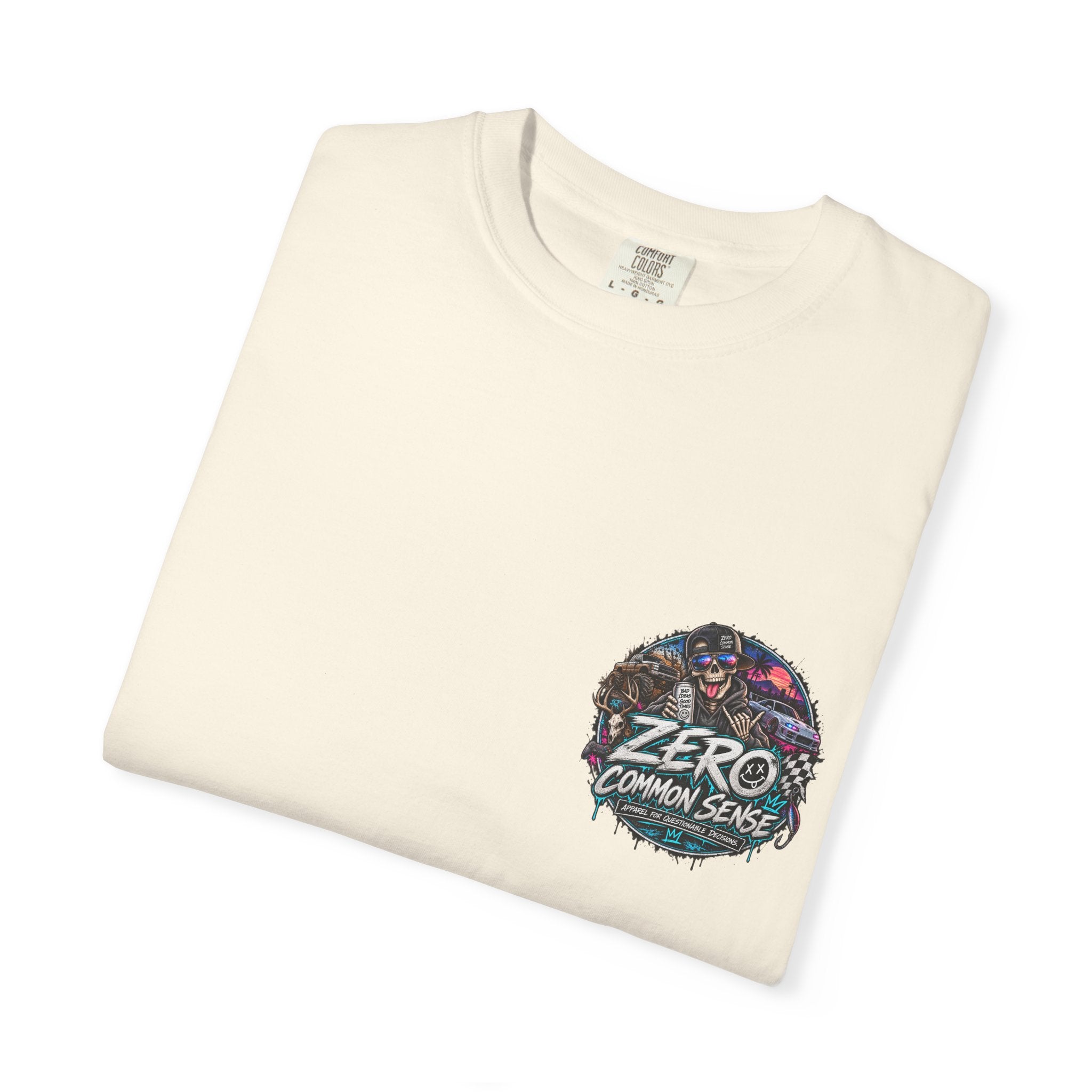 Spider Attack Graphic T-Shirt — "Zero Common Sense" Pocket Design