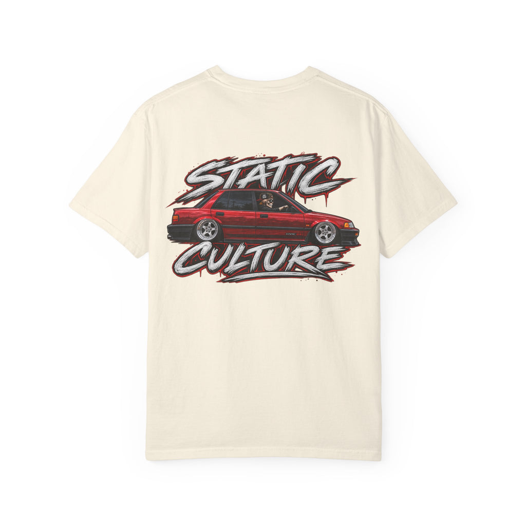 Static Culture Car Tee — Dripping Smiley Graphic T-Shirt