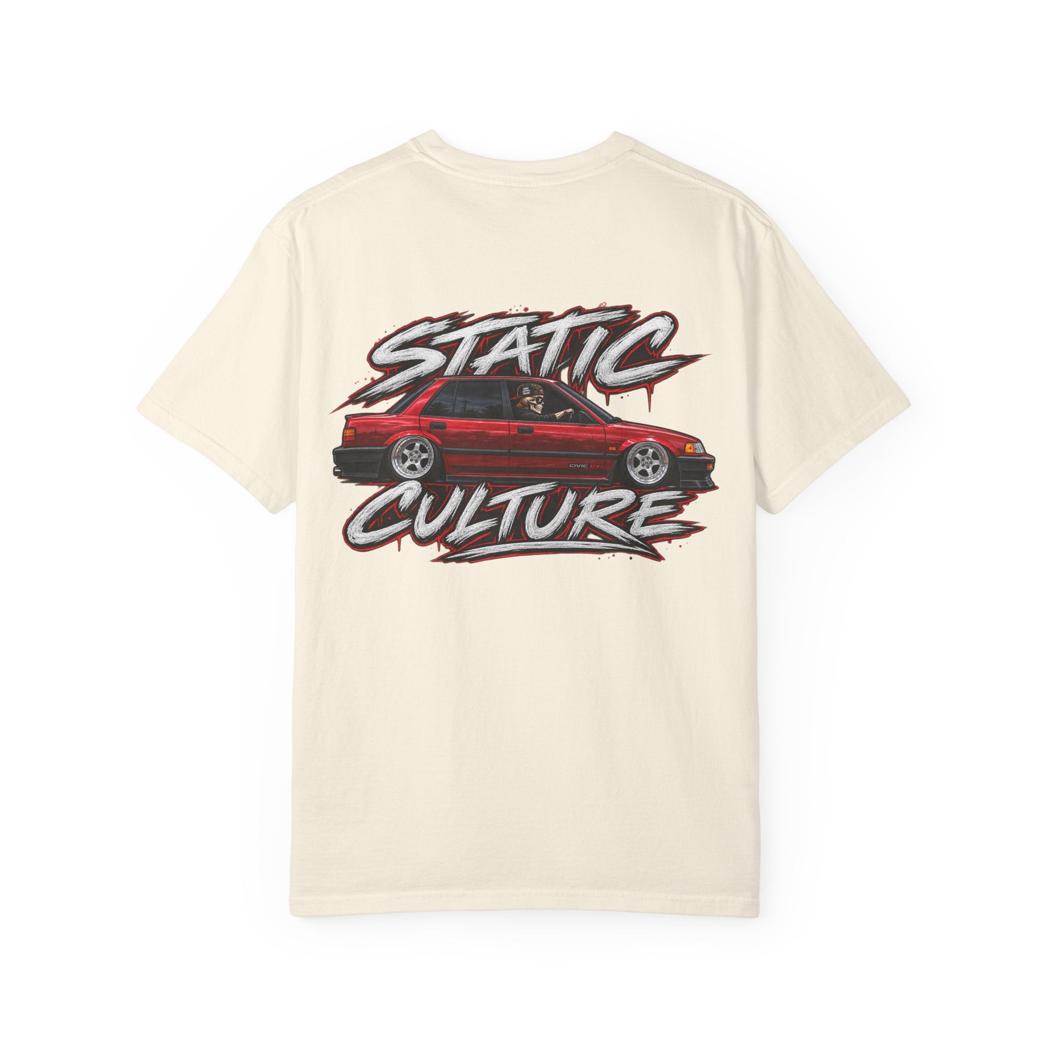 Static Culture Car Tee — Dripping Smiley Graphic T-Shirt
