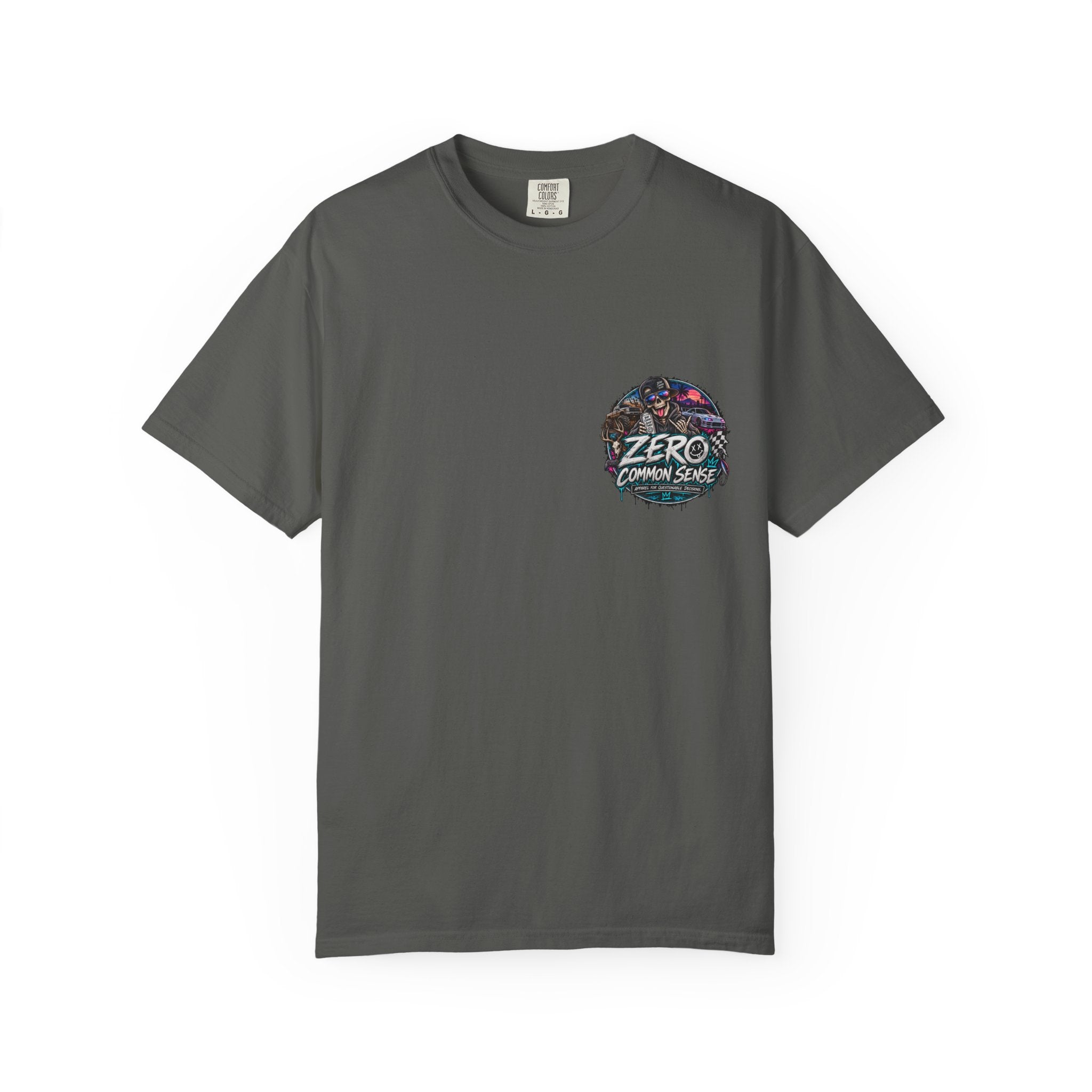 Spider Attack Graphic T-Shirt — "Zero Common Sense" Pocket Design