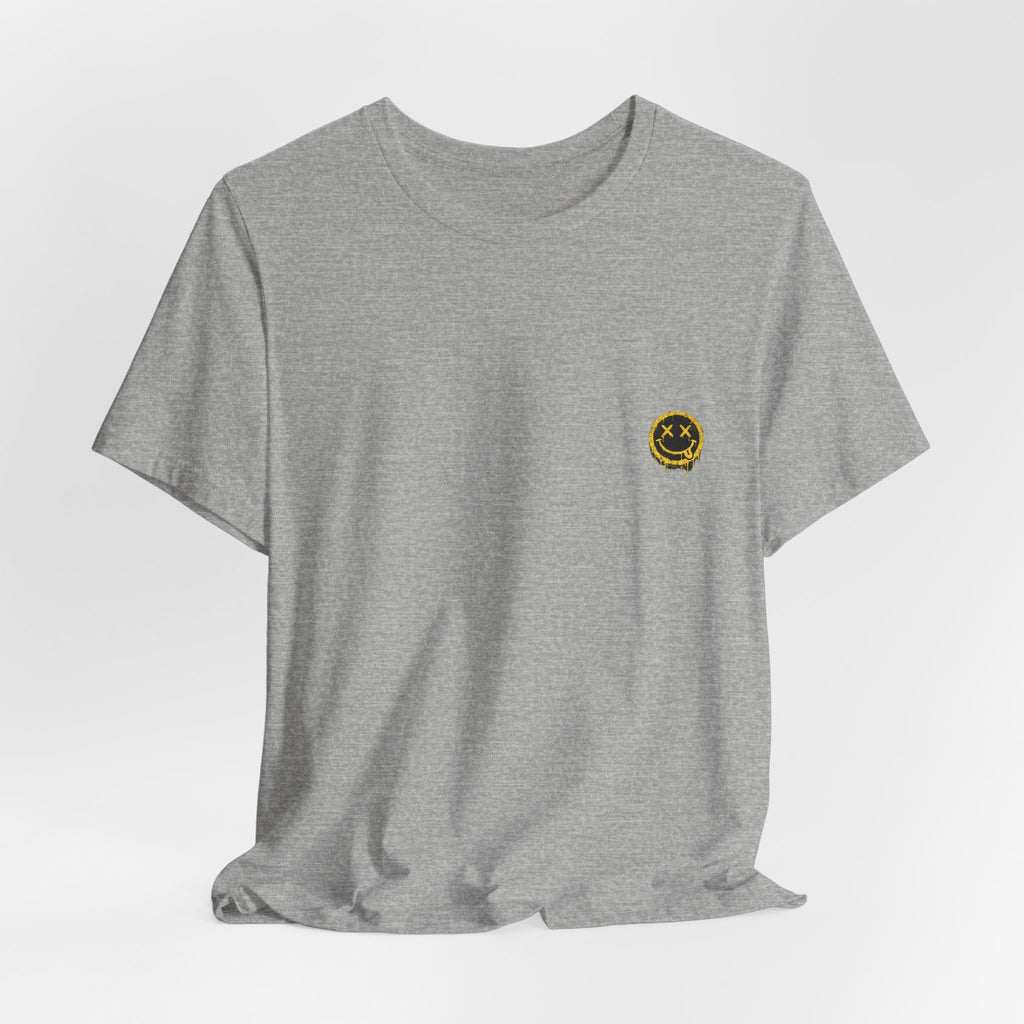 Embroidered Smile Patch Tee — Minimal Chest Logo T-Shirt