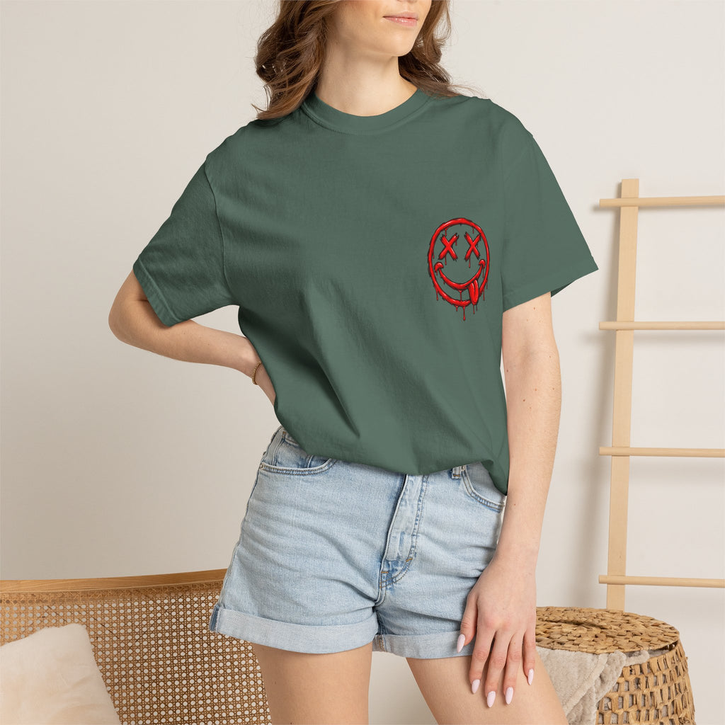 Static Culture Car Tee — Dripping Smiley Graphic T-Shirt