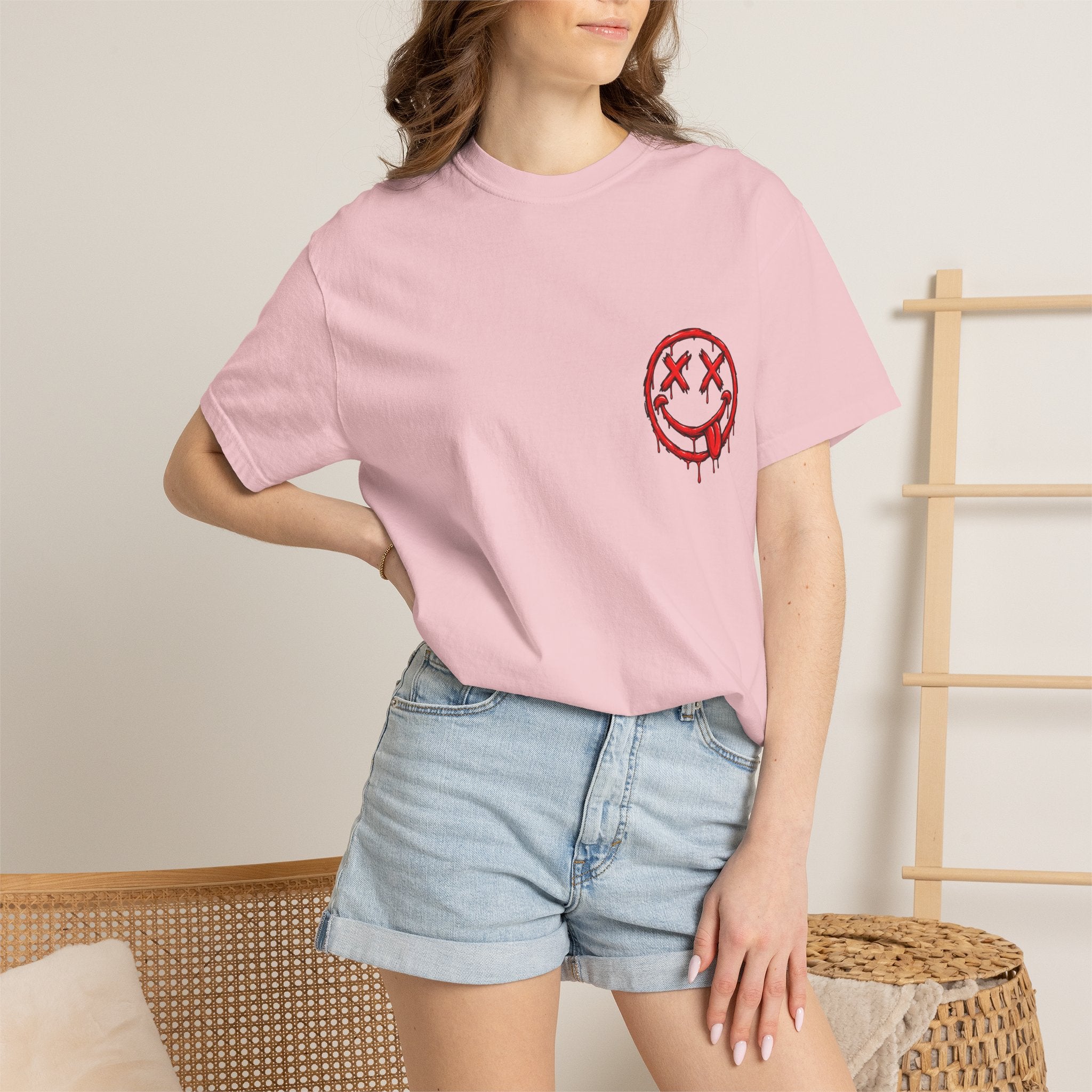 Static Culture Car Tee — Dripping Smiley Graphic T-Shirt