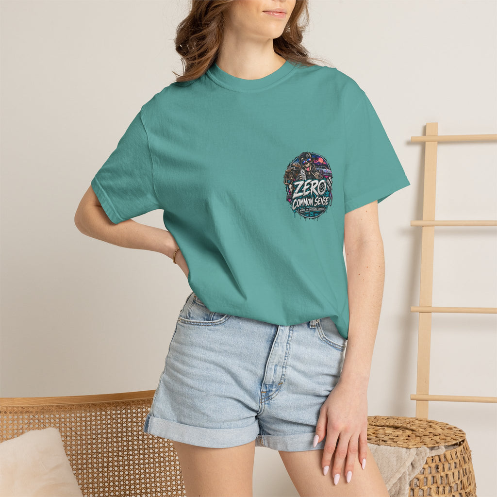 Spider Attack Graphic T-Shirt — "Zero Common Sense" Pocket Design