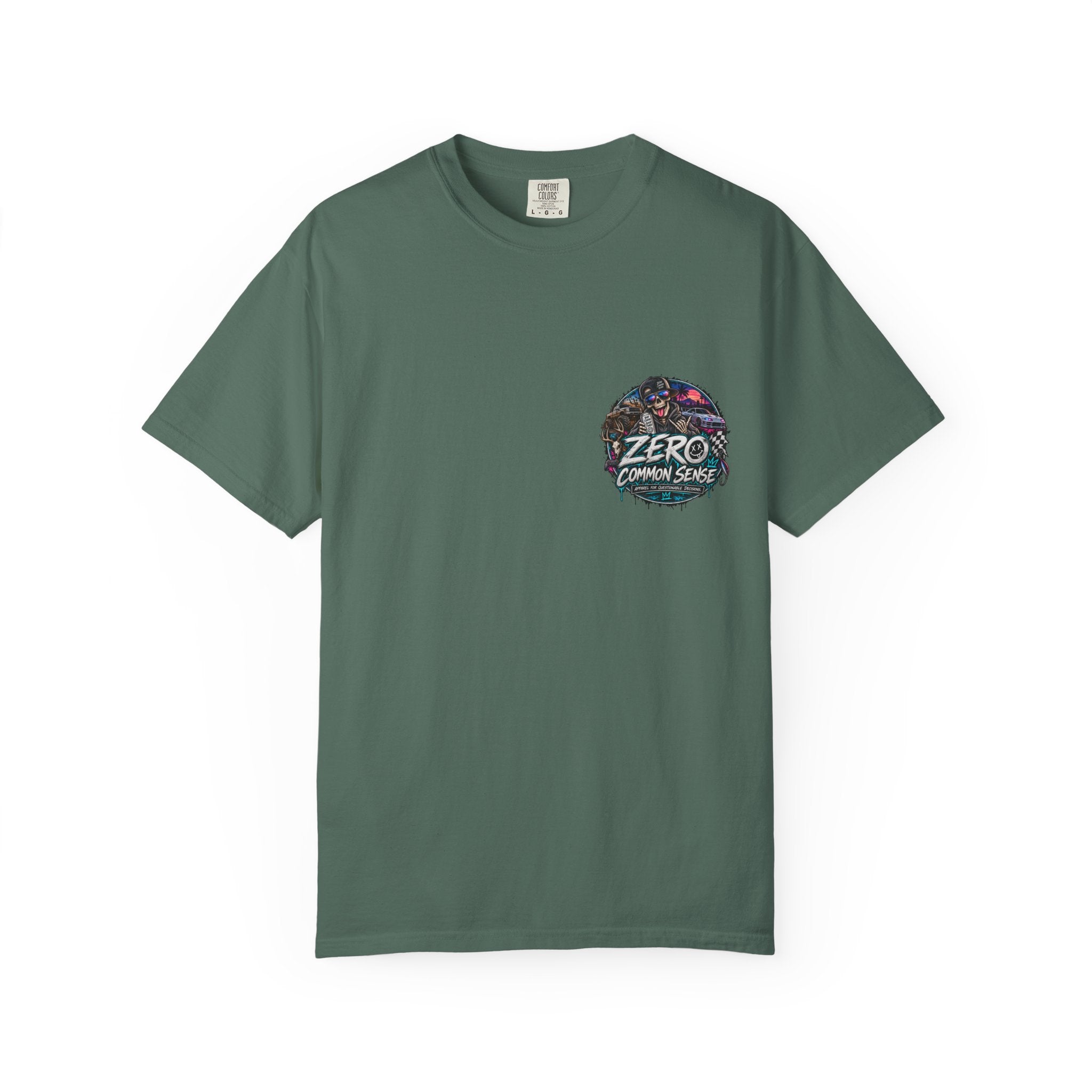 Spider Attack Graphic T-Shirt — "Zero Common Sense" Pocket Design
