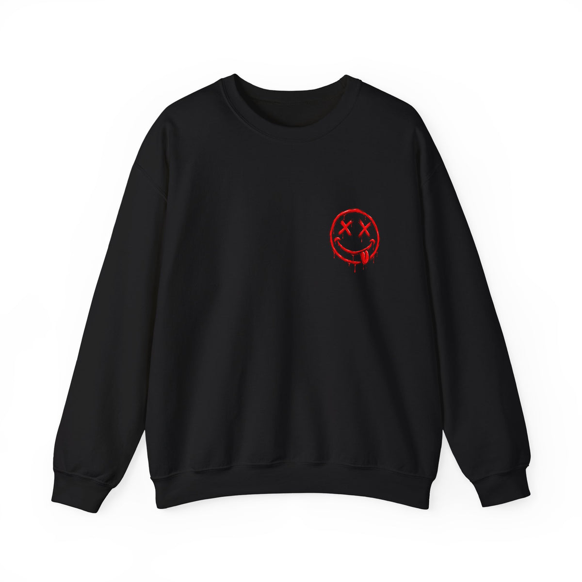 Bleeding Smiley Sweatshirt — Distressed Grunge Crewneck
