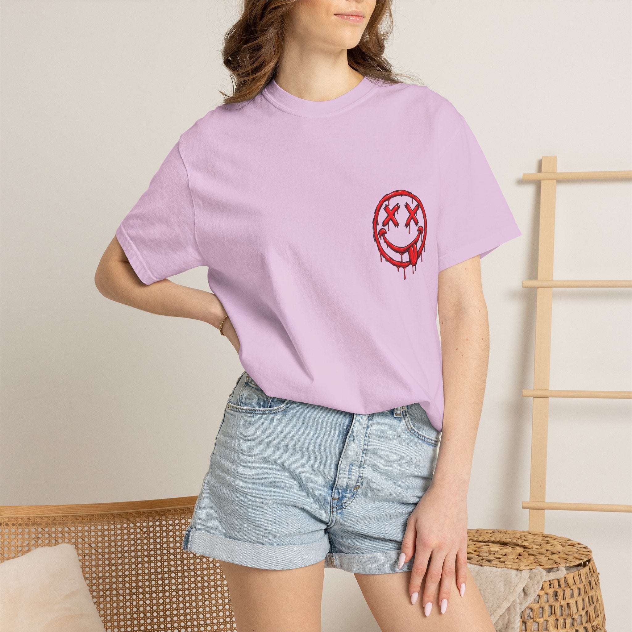 Static Culture Car Tee — Dripping Smiley Graphic T-Shirt