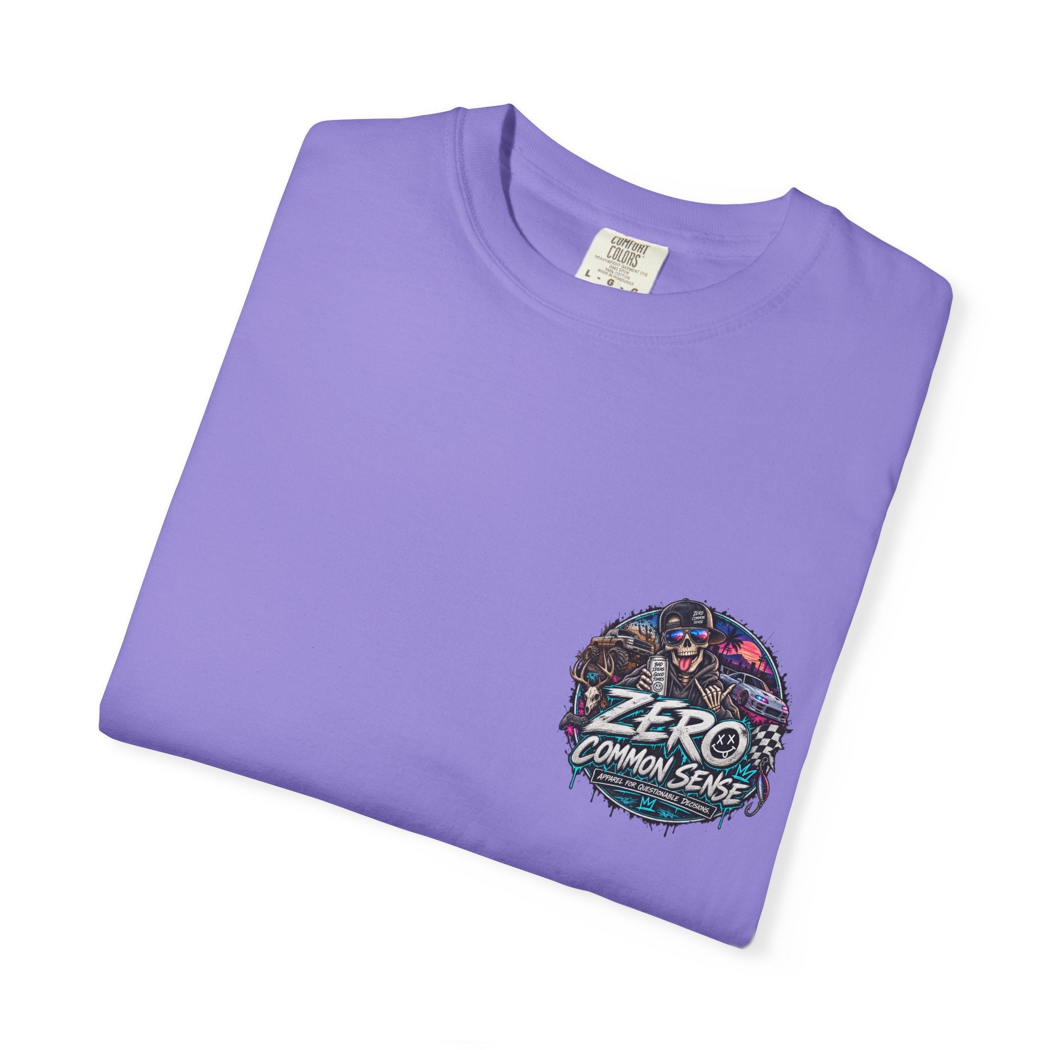 Spider Attack Graphic T-Shirt — "Zero Common Sense" Pocket Design