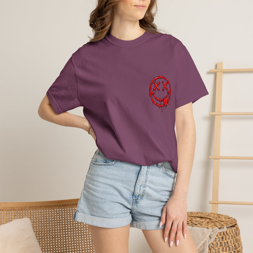 Static Culture Car Tee — Dripping Smiley Graphic T-Shirt
