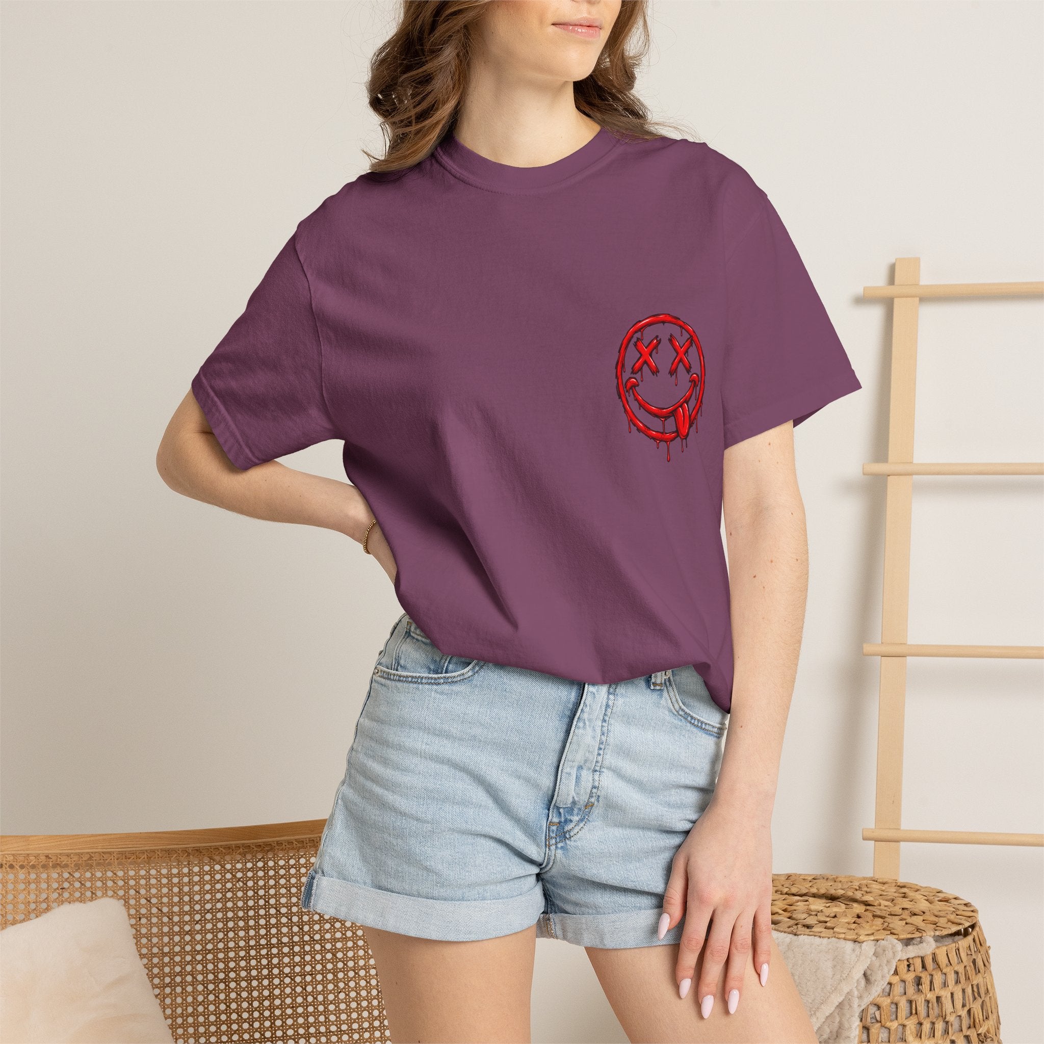 Static Culture Car Tee — Dripping Smiley Graphic T-Shirt