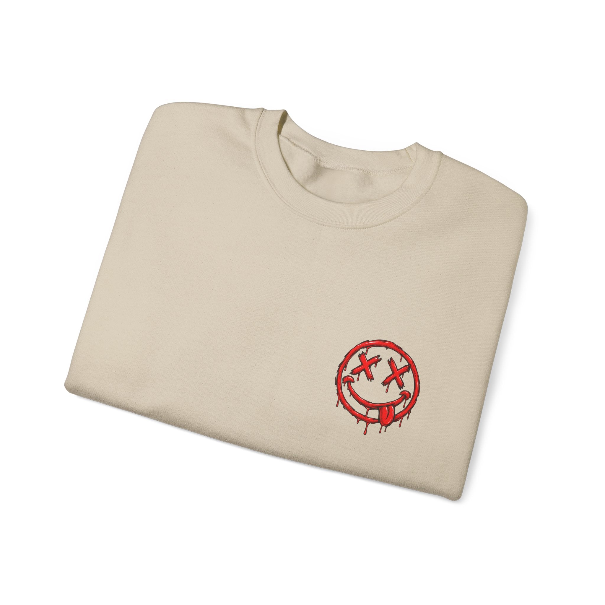 Bleeding Smiley Sweatshirt — Distressed Grunge Crewneck